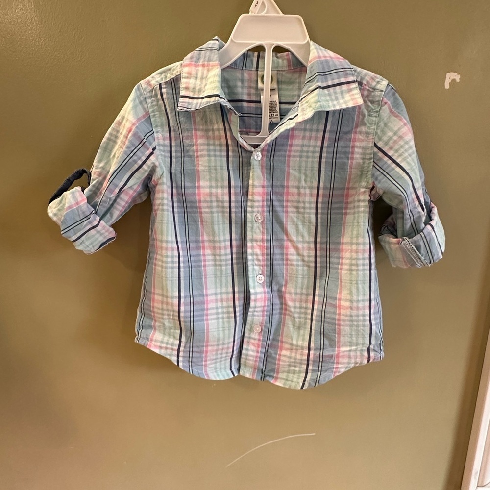3T Plaid Button Down Collared Toddler Kids Long Sleeve Shirt